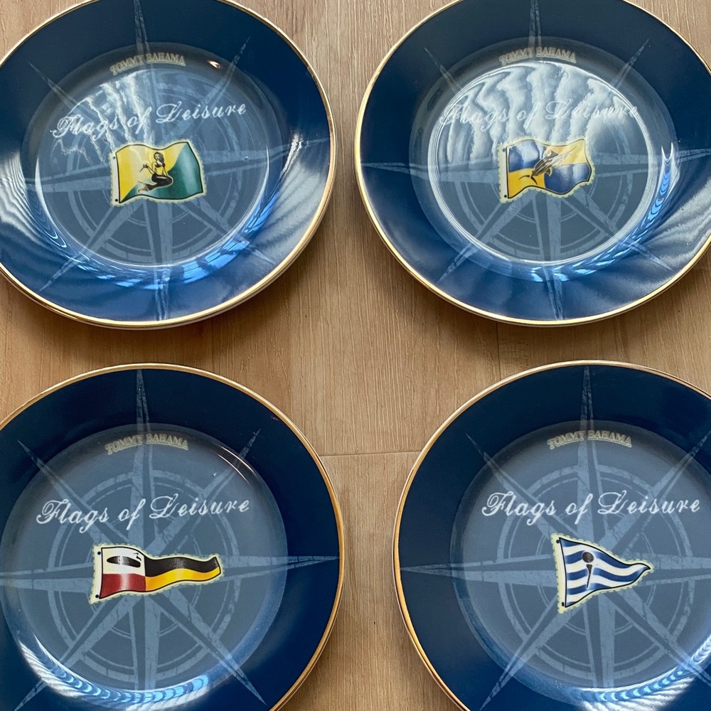 Tommy Bahama Blue and Gold Nautical Plates